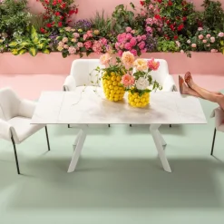 Clearance Uitschuifbare Tafel Xenia White 140(+30+30)x80cm Kasten|Tafels