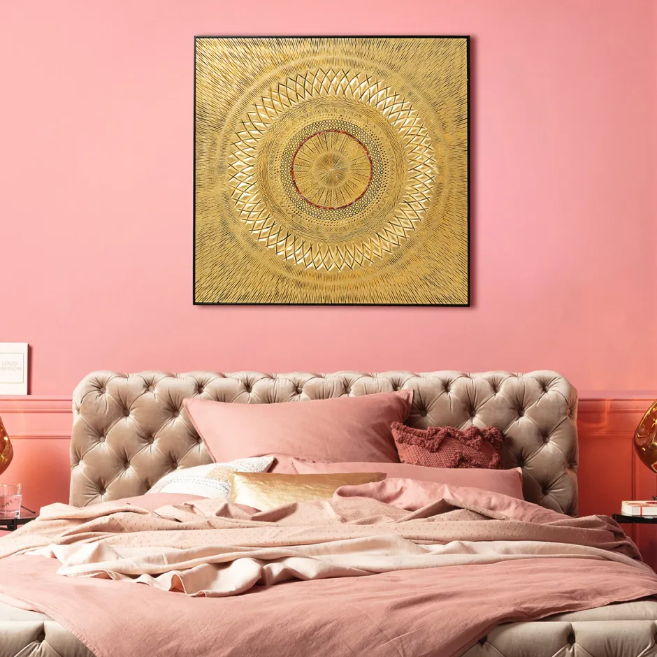 Fashion Wanddecoratie Art Geometric Circle Goud 120x120cm Wanddecoratie|Kasten