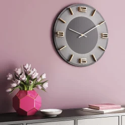 Store Wandklok Leonardo Grijs-Goud Woondecoratie|Kasten