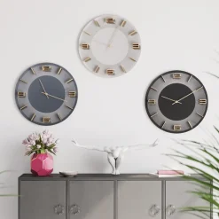 Sale Wandklok Leonardo Zwart-Goud 50cm Woondecoratie|Kasten